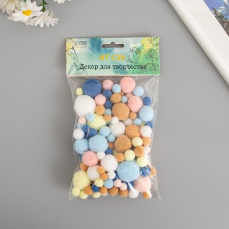 Decor for creativity "Pomponchiki. Pastil" d = 1-3 cm set 135 pcs-2