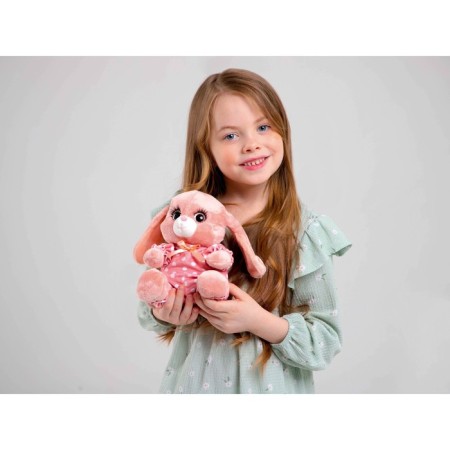 Soft toy "Bunny La Po-la in Cambinison", pink color, 20 cm-7