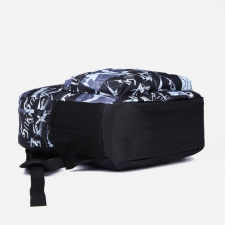 School backpack from textiles on lightning, 3 pockets, black color-4