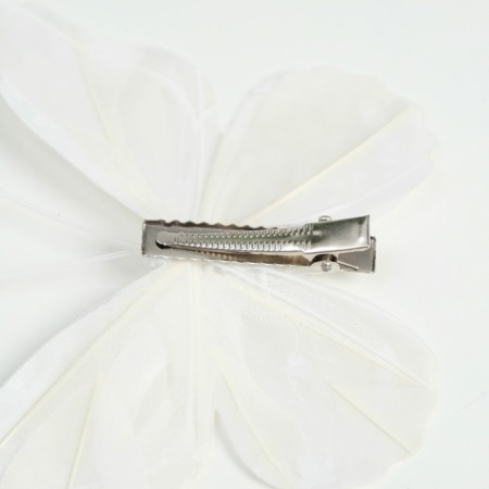 A butterfly for decor and floristry, on a clothespin, plastic, white, 1 pc., 12 cm-2