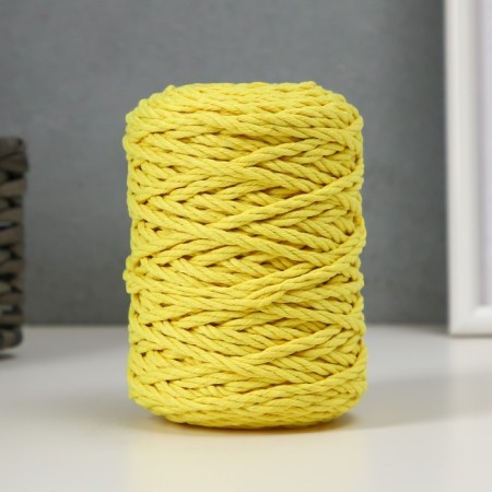 Knitting cord 80% cotton, 20% polyester twisted 3 mm, 185g/45m, 23-yellow