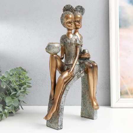 Souvenir Polystone SPRISE "Children on the hill, with jugs" under bronze 19.5x10x35 cm-1