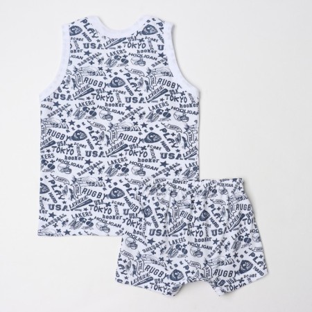 Kit (T -shirt, boxers) for a boy, white color/inscriptions, height 86 cm-3