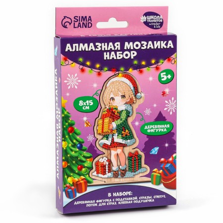 Алмазная мозаика на деревянной фигурке "Милая девочка"-4