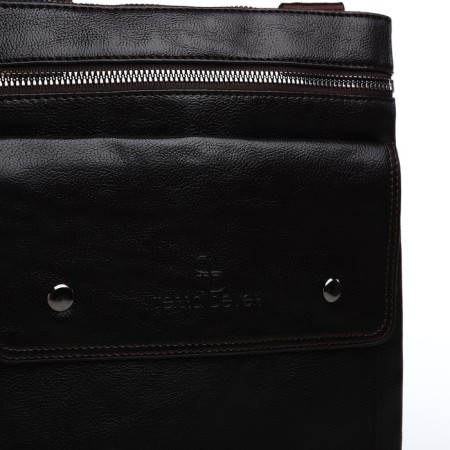 Male bag on lightning, terra dever, long belt, black color-2