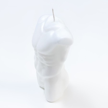 Figure candle "Male torso", 10 cm, white-3