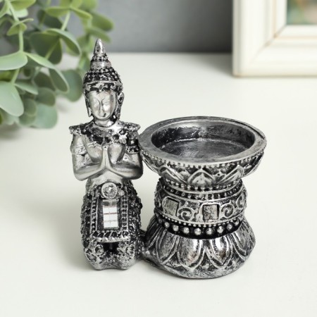 Souvenir Polystone SPRAGE "Buddha in silver robes" MIX 9.5x8.5x5.3 cm-1