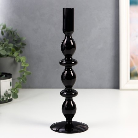 Glass of glass for 1 candle "Marna" black 26.5x9x9 cm-1