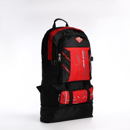 A backpack on a zipper with an increase, 65l, 4 outer pockets, red color-3