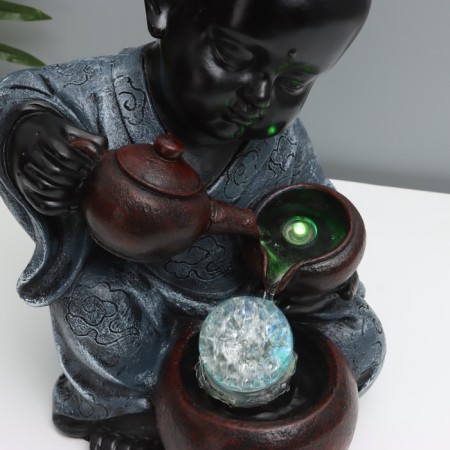 Table fountain "Little Buddha with a teapot" 34x21x20 cm-5
