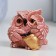 Figure "Owl with a drum" Red-brown, 6x6x5cm