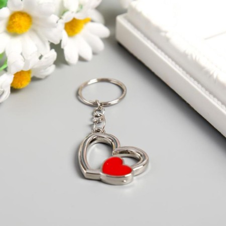 Trick Metal "Double Heart" silver with red 2.6x3 cm-1