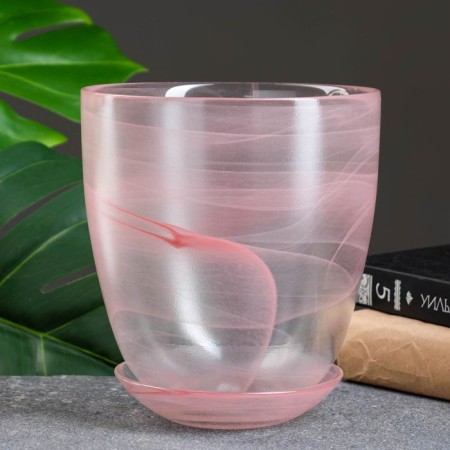 Flower pot with pallet No. 4 "Aleb" pink, 2 l