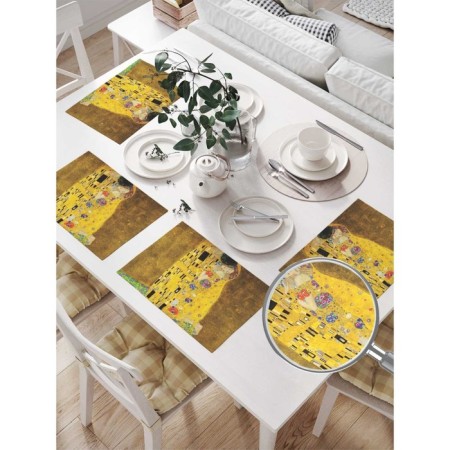 Set of napkins for setting the table "Gustav Klimt Kiss", rectangular, size 32x46 cm, 4 pcs-1