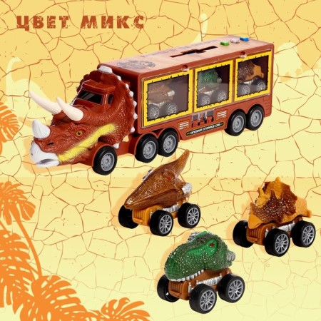 Inertial “dinosaur” truck, with 3 machines, light and sound effects-10