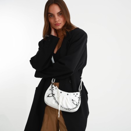 Bag Women's Cross-Bodi, with a zipper, white color-6