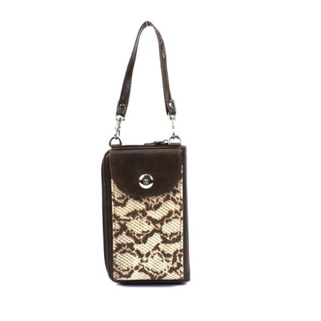 Bag for documents, n/k, 2 departments, beige python/brown.-3