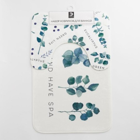 A set of bathroom mats Ethel Eucalypt 2 pcs, 80x50 cm, 50x40 cm, velor-4