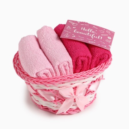 Set of terry decorative napkins Ethel Hello, Beautiful, 30 × 30 cm - 4 pcs, pink, 100% cotton-5