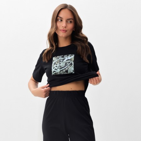 Pajama female (T -shirt and trousers) KAFTAN p. 40-42, black-1