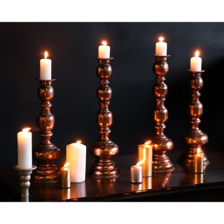 Summary Metal for 1 candle "Hermeta" aged bronze 13.5x13.5x36.5 cm-4