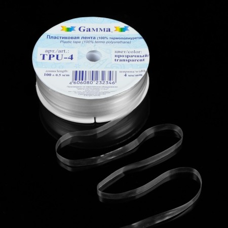 Plastic tape, 4 mm × 100 ± 0.5 m, transparent color, tpu-4