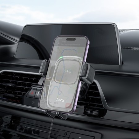 HOCO HW1 car holder, wireless charging, for 4.5-7.0 inches, 15 watts, black-6