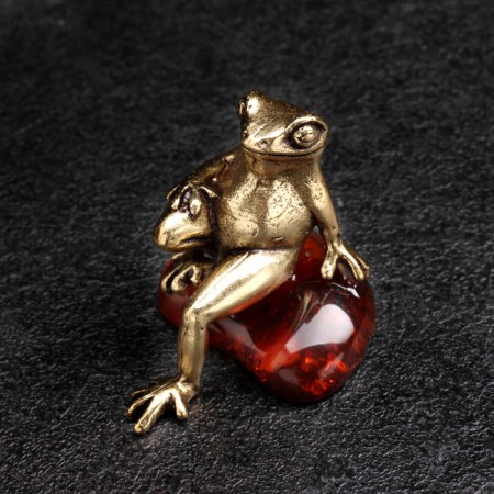 Souvenir "Business Frog", brass, amber-3