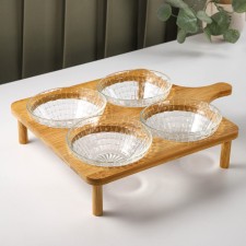 A set of glass salad bowls on the Ronda stand, 330 ml, 27.5 × 7 cm, 4 pcs