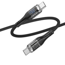 Cable Hoco U115, Type-C-Type-C, 100W, 5 A, 1.2 m, transparent, nylon braid, black