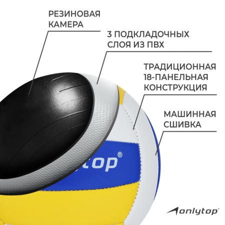 Volleyball ball Onlytop, PVC, machine stitching, 18 panels, p. 2-2