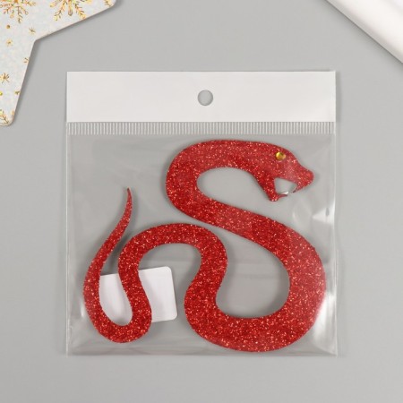 Adhesive -based decor "snake" foam glitter 8x9 cm red-3