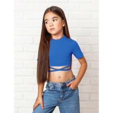 TOP for girls with short sleeves, height 140 cm, blue color