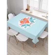 The tablecloth “Love and pigeons”, rectangular, Saten, size 145x180 cm