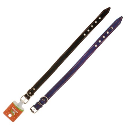 Leather collar on synthetic winterizer, 46 x 2 cm, Osh 25-35 cm, blue-4