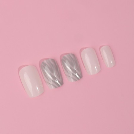 Zebra overhead nails, 24 pcs, with glue plates, soft square shape, white/silver color-5