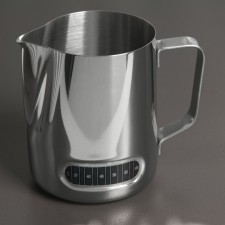Pitcher Pither made of stainless steel, 600 ml, with temperature indicator, 304 steel, chrome color