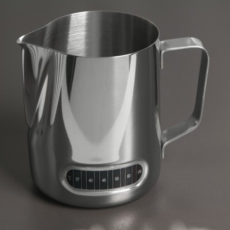 Pitcher Pither made of stainless steel, 600 ml, with temperature indicator, 304 steel, chrome color