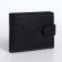Men's purse on the button, a department for cards, coins, black color