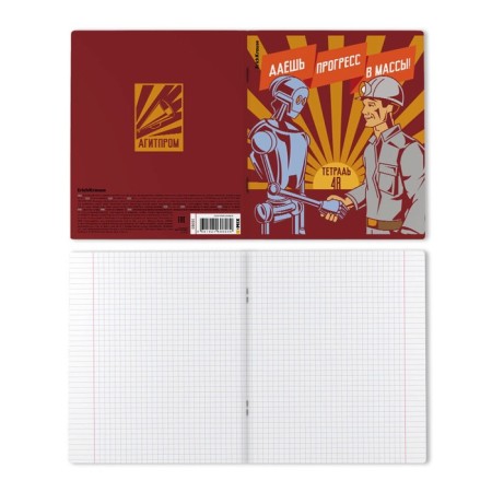 Notebook of 48 sheets in the Erichkrause "Pseudorer", matte lamination, cover coated cardboard, offset unit, mix-6