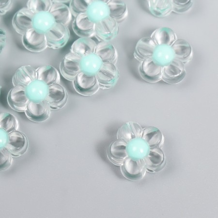 Plastic beads "Flower with green middle" Gloss 20 grams 0.6x1.2x1.2 cm-1