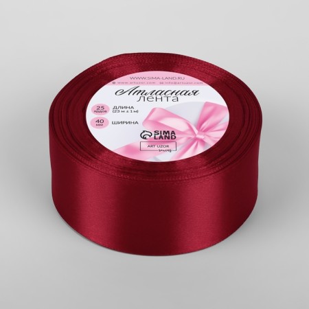 Satin tape, 40 mm × 23 ± 1 m, deep red color No. 33-1