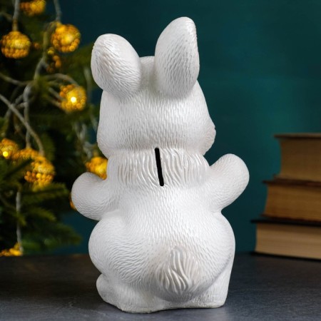 Piggy bank "joyful hare" gray, 21cm-2