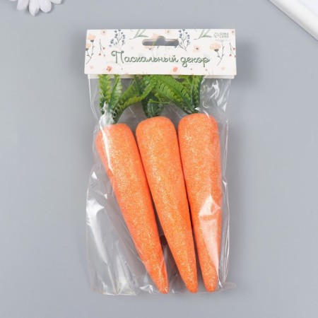 Easter decor "Carrots with golden sparkles" Set 3 pcs 12 cm 3x3x19 cm-3