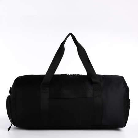 Road bag on lightning, external pocket, shoe detachment, suitcase holder, long belt, black color-1