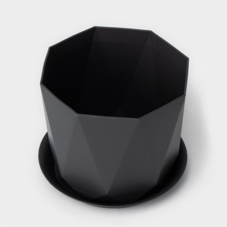 Pot for flowers with a prism palm, 1 l, graphite color-1