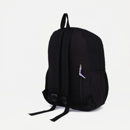 A backpack with a zipper, 4 outer pockets, black color-3