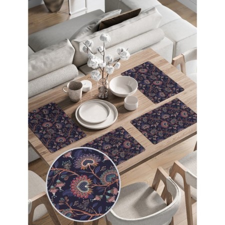 A set of napkins for setting the eastern mood table, rectangular, rounded edges, size 30x46 cm, 4 pcs-1