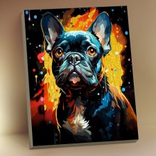 Picture on numbers with a whip 40x50, black canvas 