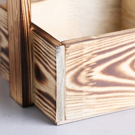 Kashpo wooden 15 × 12 × 25 cm "openwork", rectangular, handle rope, firing we give beautifully-3